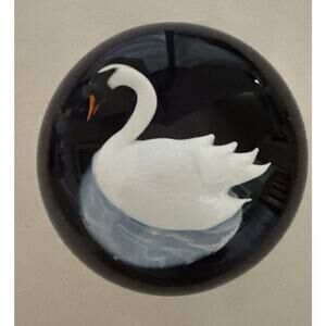 Rare Rick Ayotte 1981 Signed 1/50 Swan On Pond Paperweight 2 1/4” X 2”